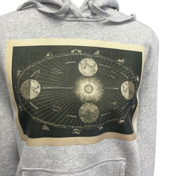 Hand Printed Upcycled Medium Vintage Book Page Astrology Chart Sweatshirt Hoodie - Picture 2 of 6